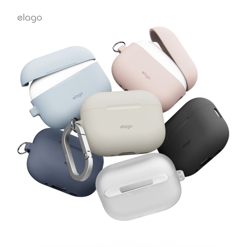 elago for AirPods Pro 3 Case - Premium Silicone Case with Carabiner, Supports Wireless Charging, Shock Resistant, Full Protection, Headphone