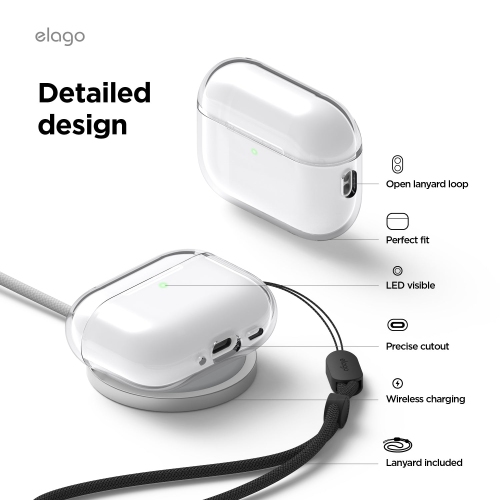 elago Clear Case for AirPods Pro 3 Case Clear Cover - Lanyard Included, Strap Included, Reduced Yellowing, Shockproof, Full Protection, Soft TPU