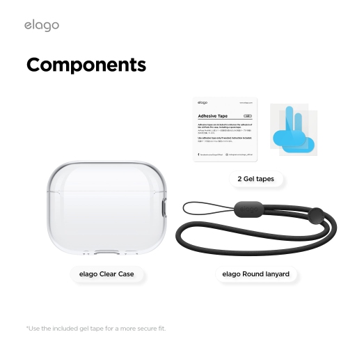 elago Clear Case for AirPods Pro 3 Case Clear Cover - Lanyard Included, Strap Included, Reduced Yellowing, Shockproof, Full Protection, Soft TPU