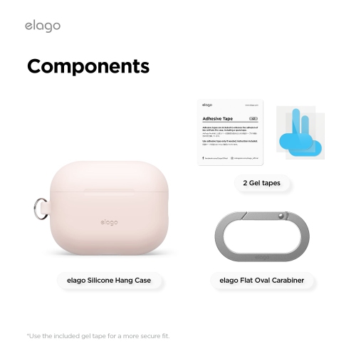 elago for AirPods Pro 3 Case - Premium Silicone Case with Carabiner, Supports Wireless Charging, Shock Resistant, Full Protection, Headphone