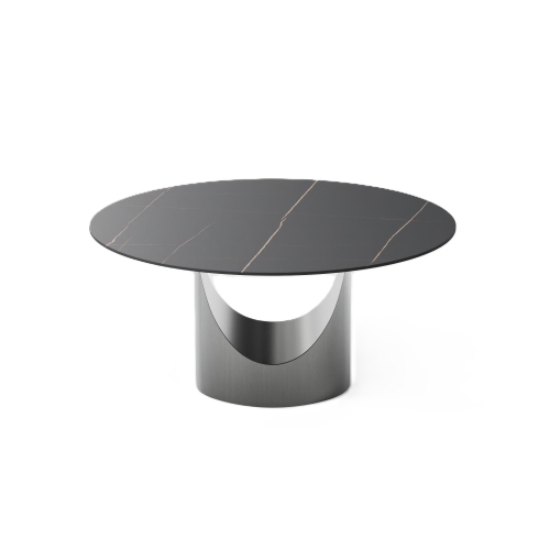 POVISON Hobart - Round Matte Sintered Stone Dining Table 51" with Black and Gunmetal