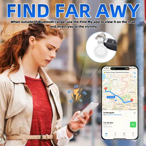 AirTag GPS Tracker pour Android et iOS - Portefeuille de suivi multipersonne, valise, chien, chat, clé de voiture Sac à dos – Blanc