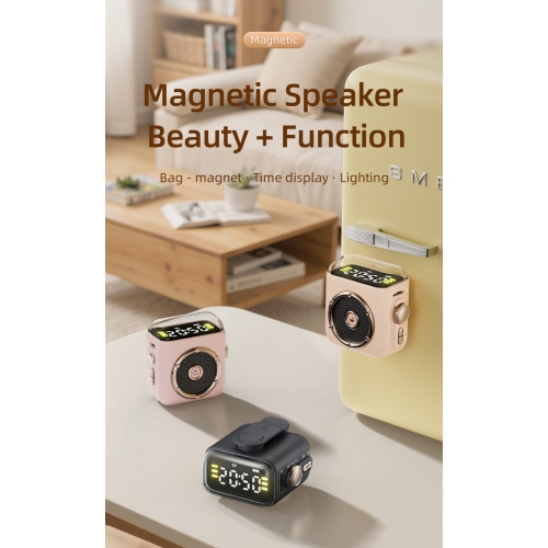 New Retro Mini Bluetooth Speaker with Magnetic Clip, Outdoor Portable Desktop Mini Cartoon Speaker - Dark Gray