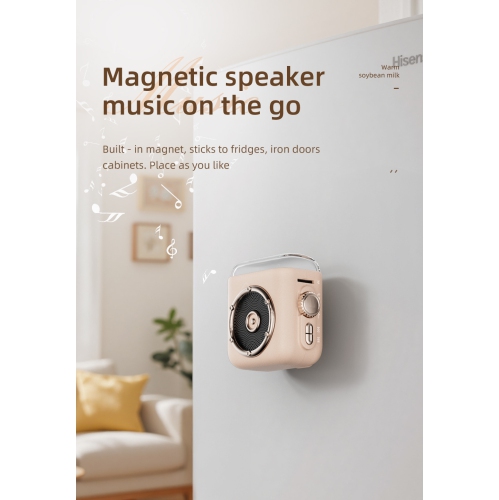 New Retro Mini Bluetooth Speaker with Magnetic Clip, Outdoor Portable Desktop Mini Cartoon Speaker - Dark Gray