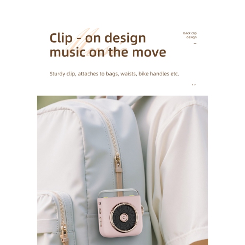 New Retro Mini Bluetooth Speaker with Magnetic Clip, Outdoor Portable Desktop Mini Cartoon Speaker - Dark Gray