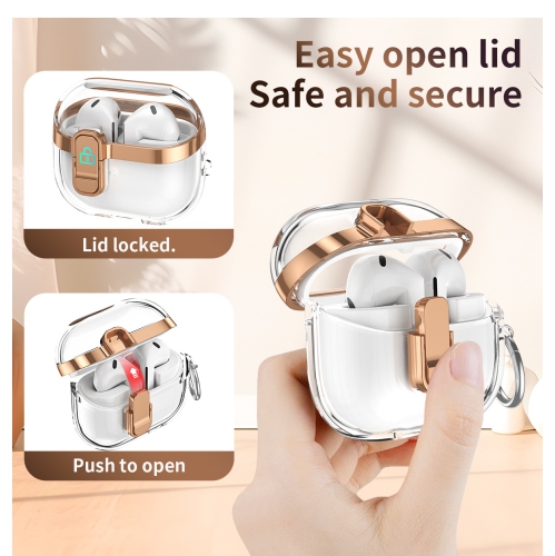 This Galaxy earphone case is drop-resistant and compatible with the Buds 3/3 Pro earphones - Silver - It comes with a clear electroplated buckle and