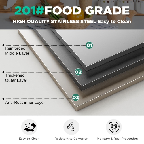 AECOJOY Stainless Steel Work Table with 2 Drawers, 48"x24" Commercial Kitchen Prep Table with Casters