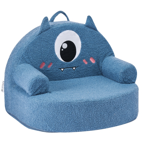 VEVOR Kids Chair Comfy, Monster Style Foam Toddler Chair with Armrests, Movable & Washable Kids Sofa Made of 28D Sponge & Teddy Plush for Playroom,