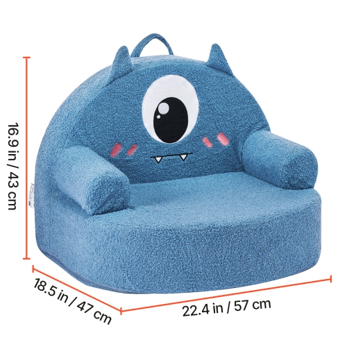 VEVOR Kids Chair Comfy, Monster Style Foam Toddler Chair with Armrests, Movable & Washable Kids Sofa Made of 28D Sponge & Teddy Plush for Playroom,