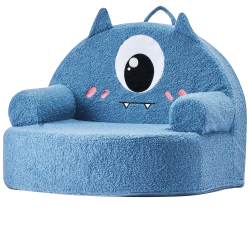 VEVOR Kids Chair Comfy, Monster Style Foam Toddler Chair with Armrests, Movable & Washable Kids Sofa Made of 28D Sponge & Teddy Plush for Playroom,