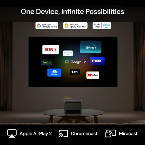 Refurbished-Valerion VisionMaster Pro Triple Laser Projector,2500 ISO Lumens, 0.9-1.5x Optical Zoom, 2X Multitasking Power,Google TV,HDR10+