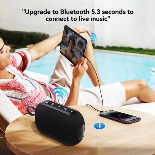 Haut-parleur Bluetooth étanche IP67 - son omnidirectionnel à 360 degrés, batterie 1800 mAh, Bluetooth 5,3, son stéréo 5 W, cordon