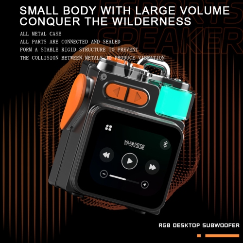 Portable Outdoor Bluetooth Speaker - Powerful sound, mini touchscreen, RGB lighting, metal body, and long battery life for gaming, movies, and