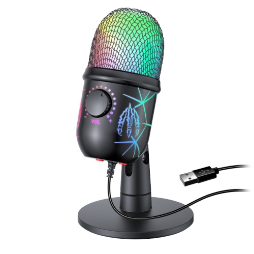Microphone de jeu RVB, réception sonore claire, réduction du bruit à un bouton, angle réglable, compatible avec les systèmes Mac/Windows