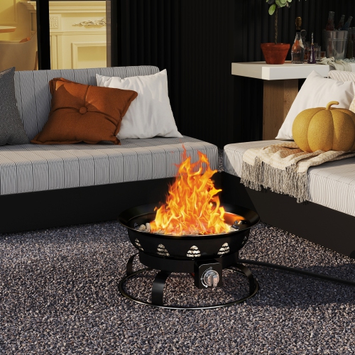 Gymax 21 Inch Diameter Propane Gas Fire Pit Patio Portable Fire Bowl w/ Cover Igniter