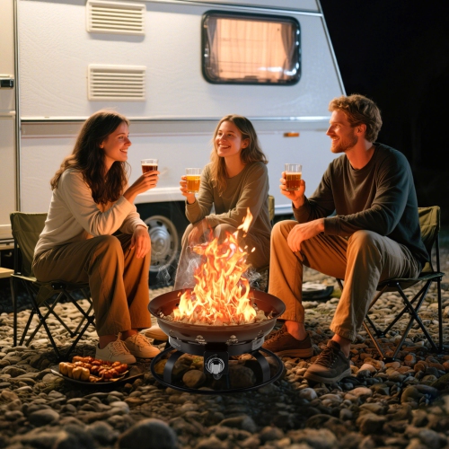 Gymax 21 Inch Diameter Propane Gas Fire Pit Patio Portable Fire Bowl w/ Cover Igniter