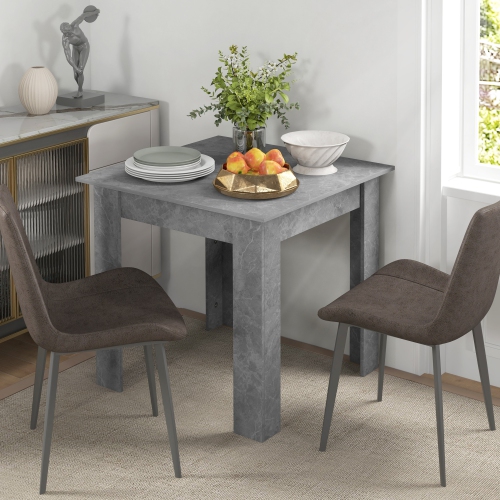 HOMCOM Square Dining Table for 2, Modern Kitchen Table with Faux Concrete Effect, Non-slip Foot Pads for Living Room, Dining Room, Cement Grey