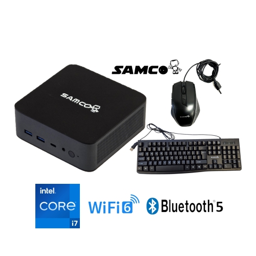 Samco GT01-760 Mini Desktop PC Combo Intel Core 11th Gen i7-11390H 16GB RAM 512GB SSD Wi-Fi 6 BT 5.0 Windows 11 Pro w/Keyboard and Mouse