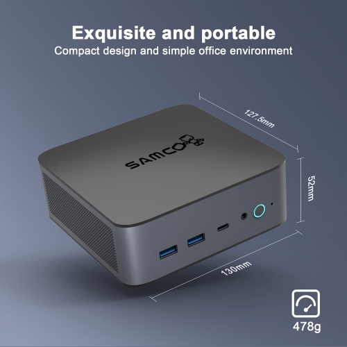 Samco GT01-760 Mini Desktop PC Combo Intel Core 11th Gen i7-11390H 16GB RAM 512GB SSD Wi-Fi 6 BT 5.0 Windows 11 Pro w/Keyboard and Mouse