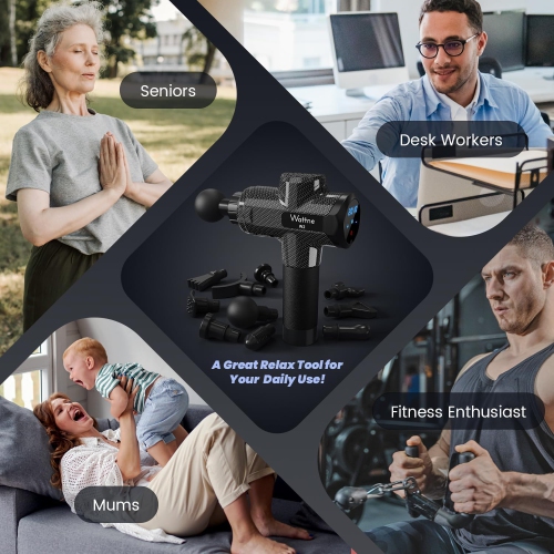 Wattne W2 Muscle Massage Gun – Deep Tissue Percussion Massager with 20 Speed Levels, Portable Handheld Sport Massager
