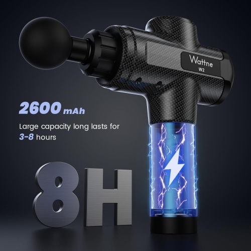Wattne W2 Muscle Massage Gun – Deep Tissue Percussion Massager with 20 Speed Levels, Portable Handheld Sport Massager