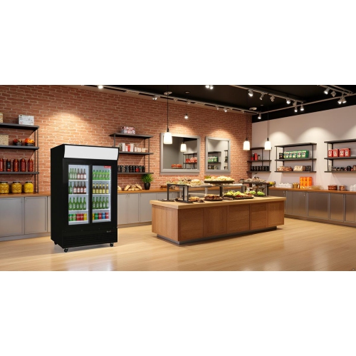 New Air NGR-40SD Glass Door Merchandiser with Canopy - Ideal for convenenience stores, front-of-house, grocery stores, restaurants and cafés