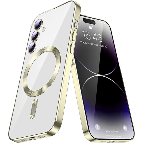[CS] Hybrid TPU Magnetic MagSafe Case Back Cover for Samsung Galaxy S25 Edge, Gold