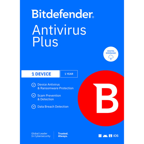 Bitdefender Antivirus Plus - 1 appareil - 1 utilisateur - 1 an - Téléchargement numérique