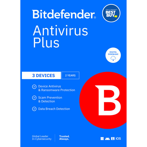 Bitdefender Antivirus Plus Bonus Edition (PC/Mac/iOS/Android) - 3 appareils - 1 utilisateur - 2 ans - Téléchargement numérique - Exclusivité Best Buy