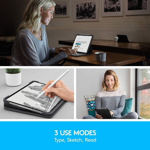 Remis à neuf - Étui-clavier Bluetooth rétroéclairé Slim Folio Pro de Logitech pour iPad Pro de 11&nbsp;po (génération 1ᵉʳ) - Noir (920-009154)