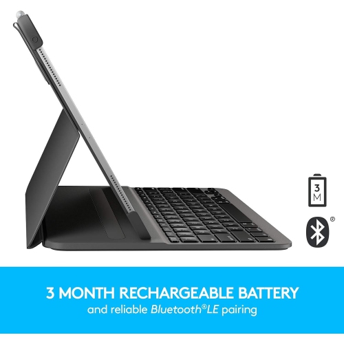 Remis à neuf - Étui-clavier Bluetooth rétroéclairé Slim Folio Pro de Logitech pour iPad Pro de 11&nbsp;po (génération 1ᵉʳ) - Noir (920-009154)