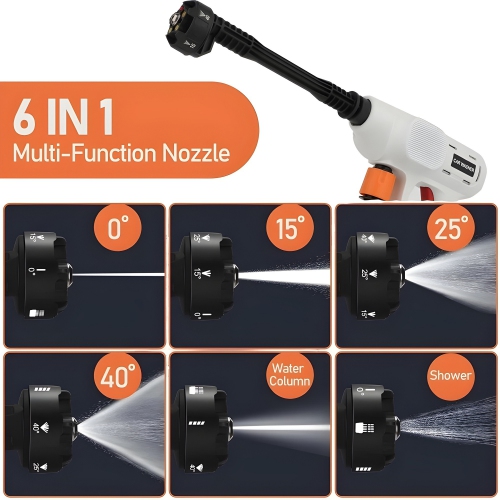 Cordless Electric Power Spray, 500 PSI High Pressure Car Washer Cleaner Tool