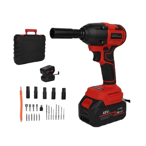 48V Electric Drill Bit Set, Cordless Impact Wrench Kit with 350Nm Torque, 21V Li-ion Battery, Charger Accessories, Electric Wrench