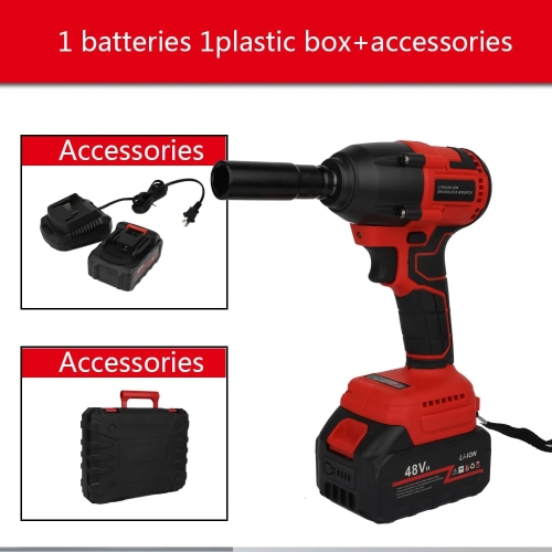 48V Electric Drill Bit Set, Cordless Impact Wrench Kit with 350Nm Torque, 21V Li-ion Battery, Charger Accessories, Electric Wrench