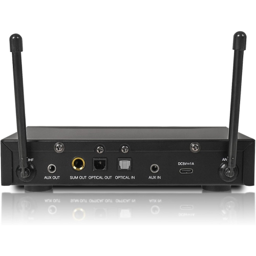 Sound Town 100 Channels Wireless Microphone Karaoke Mixer System with 2 Metal Handheld Microphones, Optical, AUX, for Smart TV, Home Theater, Sound