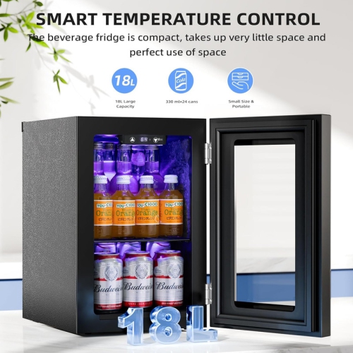 16L Mini Beverage Fridge – 20-Can Wine Cooler, Compact Countertop Drink Refrigerator with Adjustable Digital Temperature for Home, Dorm, or Office