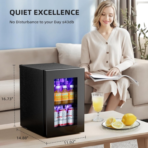 16L Mini Beverage Fridge – 20-Can Wine Cooler, Compact Countertop Drink Refrigerator with Adjustable Digital Temperature for Home, Dorm, or Office