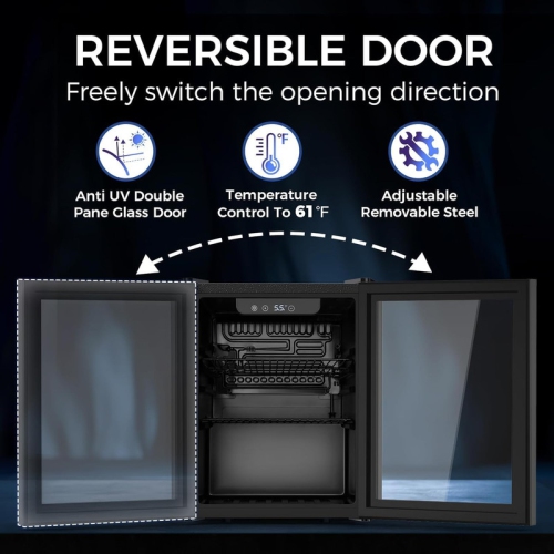 Réfrigérateur de 68 canettes de Cowsar – Mini réfrigérateur compact de 1,7 pi3 avec porte en verre, conception autonome et contrôle de la température