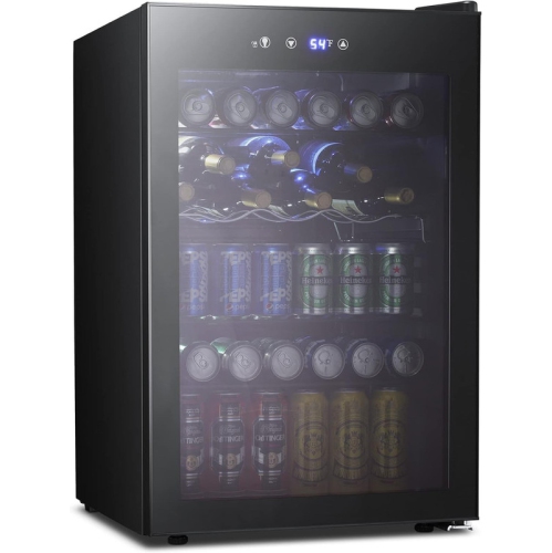 4.5 Cu. Ft. Mini Beverage Fridge – Holds 150 Cans of Soda, Beer, or Wine, Adjustable Removable Shelves, Compact Drink Cooler for Office or Bar