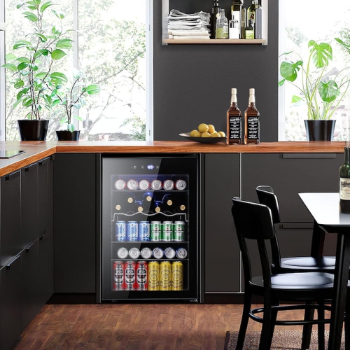 4.5 Cu. Ft. Mini Beverage Fridge – Holds 150 Cans of Soda, Beer, or Wine, Adjustable Removable Shelves, Compact Drink Cooler for Office or Bar