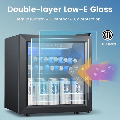 12-Bottle/48-Can Wine and Beverage Cooler, Compact Mini Fridge with Glass Door, Low Noise Countertop Cellar for Beer, Soda, or Bar Use, 1.3 cu.ft,