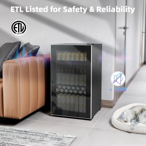 Réfrigérateur à boissons, mini réfrigérateur pour 120 canettes avec porte en verre pour boissons gazeuses, bières ou vins, distributeur de petites
