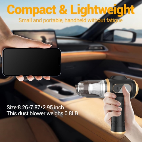 NIERBO Portable Car Vacuum Cordless Mini Handheld Vacuums Cleaner Rechargeable with LCD Display and Multi-Nozzles, High Power Hand Held Cleaners for