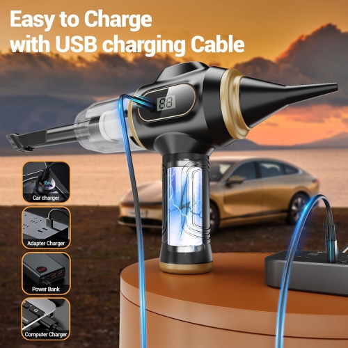 NIERBO Portable Car Vacuum Cordless Mini Handheld Vacuums Cleaner Rechargeable with LCD Display and Multi-Nozzles, High Power Hand Held Cleaners for