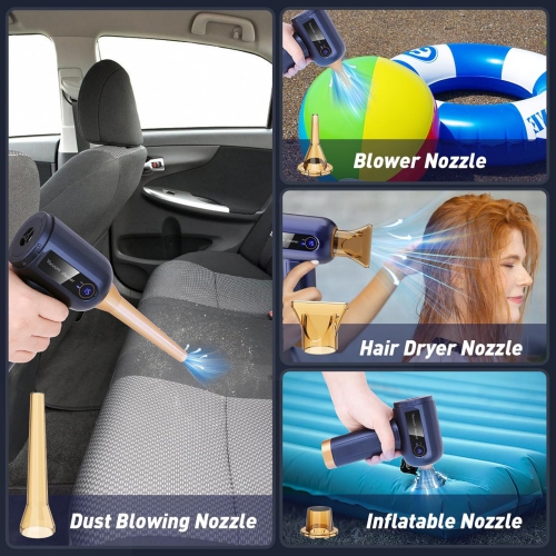 Musclez 4-in-1 Handheld Vacuum Cordless 15000Pa Portable Dust Buster with LED Display, Rechargeable Mini Vacuum Strong Suction Blowing for Car, Home,