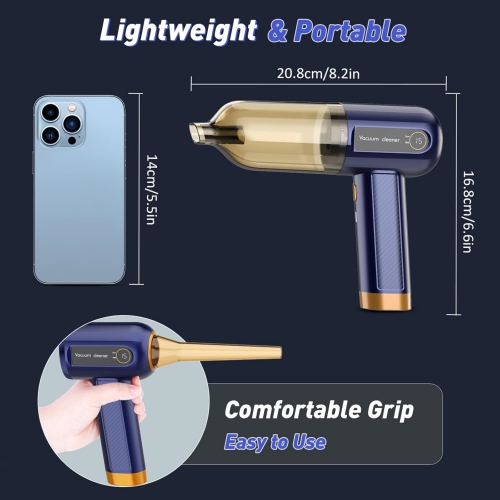 Musclez 4-in-1 Handheld Vacuum Cordless 15000Pa Portable Dust Buster with LED Display, Rechargeable Mini Vacuum Strong Suction Blowing for Car, Home,