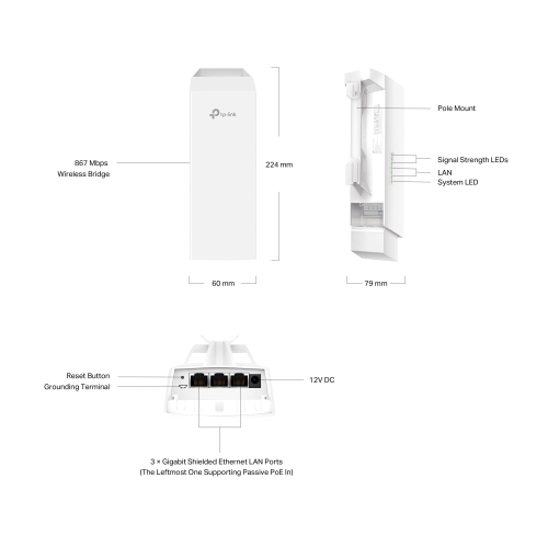 TP-Link Omada Outdoor WiFi Bridge Kit - Point-to-Point Long-Range Wireless Bridge, 5GHz 867Mbps Speed, Secure & Reliable Transmission