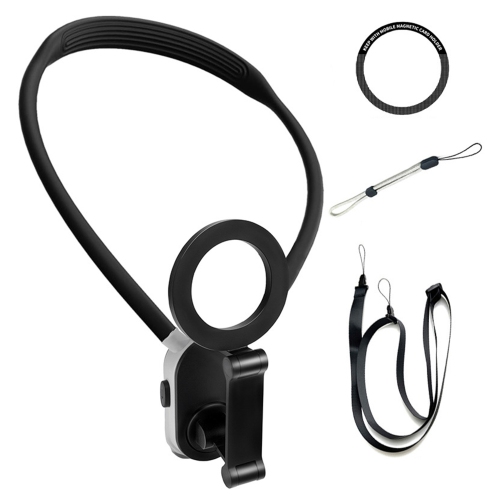 Magnetic Neck Phone Holder, POV/Vlog Recording Necklace Lanyard Selfie Hand Free Neck Phone Mount Stand for Iphone Android All Phones
