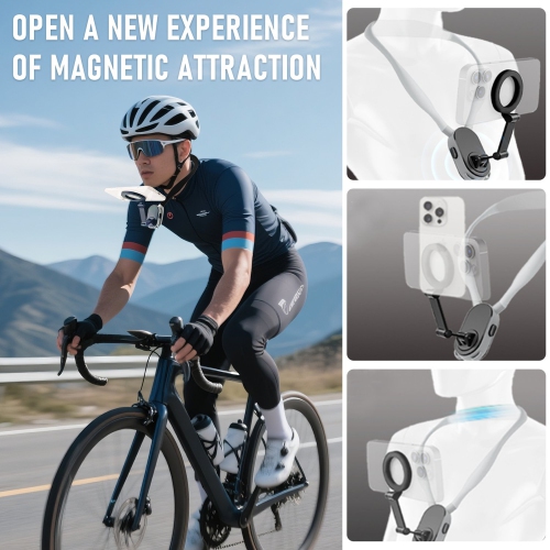 Magnetic Neck Phone Holder, POV/Vlog Recording Necklace Lanyard Selfie Hand Free Neck Phone Mount Stand for Iphone Android All Phones