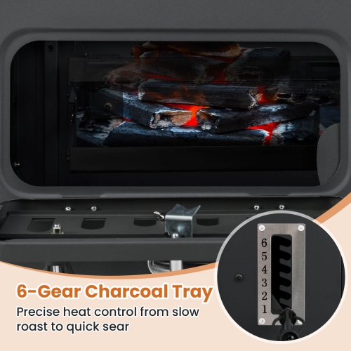 Costway Barrel Charcoal Grill with 2 Folding Side Tables 24-Inch Outdoor Barbecue Grill